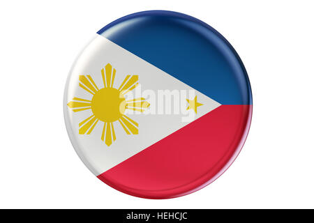 Badge mit Flagge der Philippinen, 3D-Rendering isolierten auf weißen Hintergrund Stockfoto