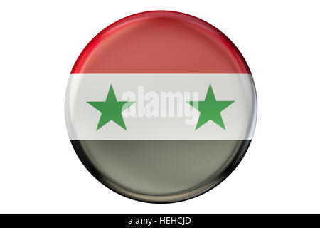 Badge mit Flagge Syriens, 3D-Rendering isolierten auf weißen Hintergrund Stockfoto