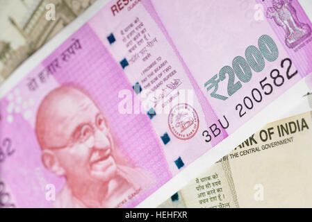 Neue indische zweitausend Rupie Banknote Stockfoto