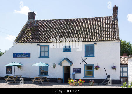 17. Jahrhundert The Lord Nelson Pub, Walsingham Road, Burnham Thorpe, Norfolk, England, Vereinigtes Königreich Stockfoto