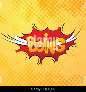 Boing Comic sound-Effekt mit Halbton Muster auf gelbem Hintergrund Stock Vektor