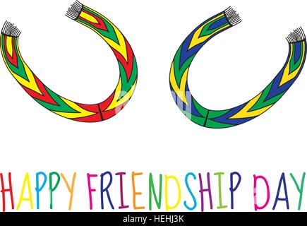 Grußkarte mit einem glücklichen Freundschaft Tag. Grußkarte mit ein Freundschaftsarmband Armband. Vektor-illustration Stock Vektor