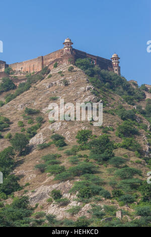 Wand-Außenposten, Amer oder Amber Fort, Amer, in der Nähe von Jaipur, Rajasthan, Indien Stockfoto