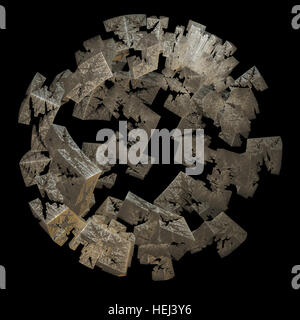 abstrakte Fraktal Kugel computergenerierte auf schwarzem Hintergrund Stockfoto