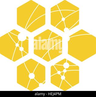 Honeycomp mit Technologie-Icon-Konzept-Design Stock Vektor