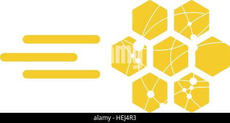 Honeycomp mit Technologie-Icon-Konzept-Design Stock Vektor