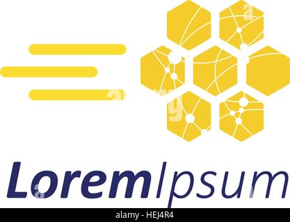 Honeycomp mit Technologie-Logo-Konzept-Design Stock Vektor