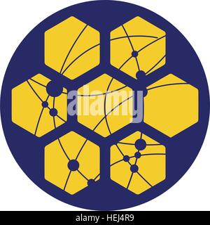 Honeycomp mit Technologie-Icon-Konzept-Design Stock Vektor