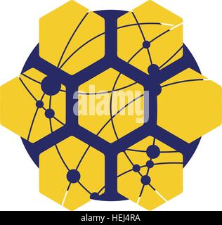 Honeycomp mit Technologie-Icon-Konzept-Design Stock Vektor