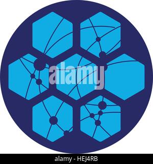 Honeycomp mit Technologie-Icon-Konzept-Design Stock Vektor
