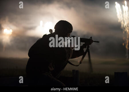 Armee-Reserve Sgt. Jeremiah Bruce, Infanterist repräsentieren die 9. Mission Support Command und gebürtig aus Honolulu, Hawaii, eingreift, dass Ziele nachts Qualifikation Gewehr M4 bei der US-Armee Reserve beste Krieger Wettbewerb 2013 am Fort McCoy, Wisconsin, USA, Juni 26 Feuer. Wettkampf in diesem Jahr am besten Krieger bestimmt, dass die oberen Unteroffizier und junior Soldat vertreten die Armee-Reserve in der Abteilung der Armee am besten Krieger Wettbewerb im Oktober auf Fort-Schutze, VA uns Army Reserve beste Krieger Wettbewerb 2013, M4-Gewehr-Nacht Feuer 130626-A-XN107-398 Stockfoto