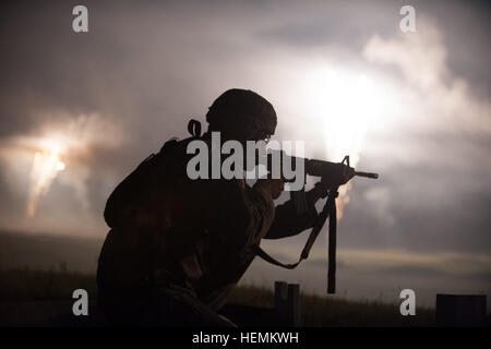 Armee-Reserve Sgt. Jeremiah Bruce, Infanterist repräsentieren die 9. Mission Support Command und gebürtig aus Honolulu, Hawaii, eingreift, dass Ziele nachts Qualifikation Gewehr M4 bei der US-Armee Reserve beste Krieger Wettbewerb 2013 am Fort McCoy, Wisconsin, USA, Juni 26 Feuer. Wettkampf in diesem Jahr am besten Krieger bestimmt, dass die oberen Unteroffizier und junior Soldat vertreten die Armee-Reserve in der Abteilung der Armee am besten Krieger Wettbewerb im Oktober auf Fort-Schutze, Virginia 2013 uns Army Reserve beste Krieger Competiton, M4-Gewehr-Nacht Feuer 130626-A-XN107-425 Stockfoto