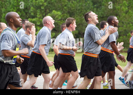 Mehr als 2.800 Soldaten, Zivilisten und Familienmitglieder beteiligt die 4. jährliche Run/Walk The verliebt in Fort Jackson, S.C., Aug. 16. Die 5K Veranstaltung soll Hommage an die Opfer im Kampf zur Verteidigung der Nation und viele Teilnehmer tragen den Namen eines lieben Menschen auf ihre Läufer Bib. Laufen Sie für die gefallenen 2014 140816-A-LN898-047 Stockfoto