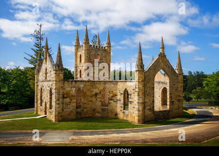 Kirche-Ruinen, Port Arthur, Tasmanien, Australien Stockfoto