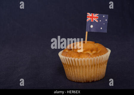 Cupcake mit australischer Flagge zu australischen feiern, 26 Jan Stockfoto