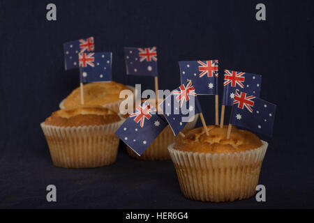 Cupcake mit australischer Flagge zu australischen feiern, 26 Jan Stockfoto