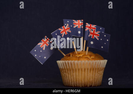 Cupcake mit australischer Flagge zu australischen feiern, 26 Jan Stockfoto