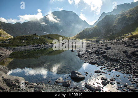 Portillo de Benasque, Ibones de Boum du Porto, Ibones, Tourismus, Reise, Benasque, Nationalpark, Frankreich, Berg, See, Wolken, Stimmung, Stockfoto