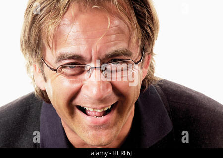 Mann mit Brille, lachen Stockfoto