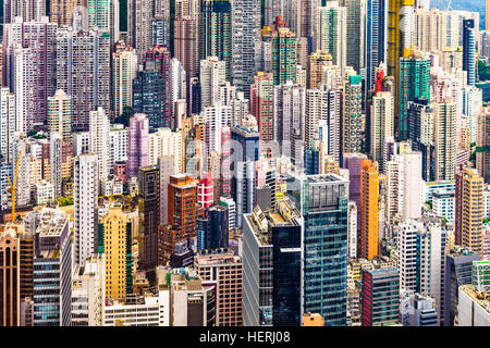Hong Kong China dichten städtischen Gebäuden Stockfoto