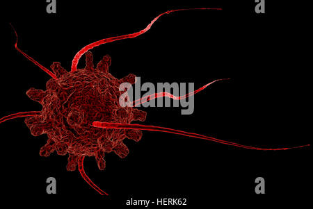 3D rot organische Zelle Rendern Stockfoto