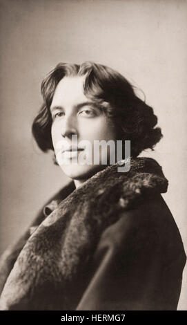 Oscar Fingal O'Flahertie Wills Wilde, 1854 bis 1900. Irischer Autor, Dramatiker, Freimaurer, Witz. Nach einem Foto von Napoleon Sarony. Stockfoto