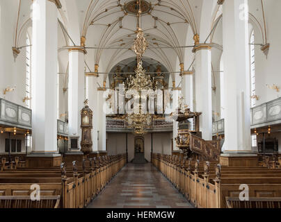 Innenraum der Trinitatis-Kirche, University Chapel, Teil der Runde Turm in Kopenhagen Stockfoto