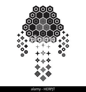 Vektor-schwarz monochrome abstrakte geometrische monochrome Traum Catcher Illustration isoliert auf weißem Hintergrund Stock Vektor