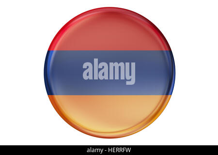 Badge mit Flagge Armeniens, 3D-Rendering isolierten auf weißen Hintergrund Stockfoto