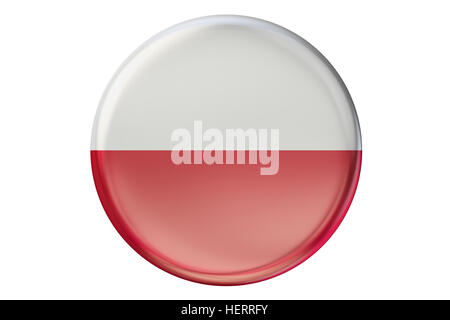 Badge mit Flagge von Polen, 3D-Rendering isolierten auf weißen Hintergrund Stockfoto