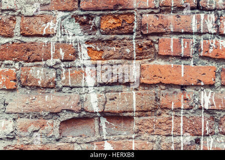 Schmutzige verlassenen alten Ziegel Wand Hintergrund Stockfoto