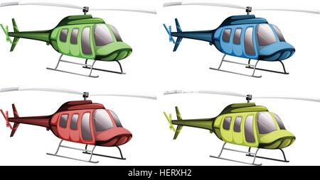 Hubschrauber in vier verschiedenen Farben Abbildung Stock Vektor