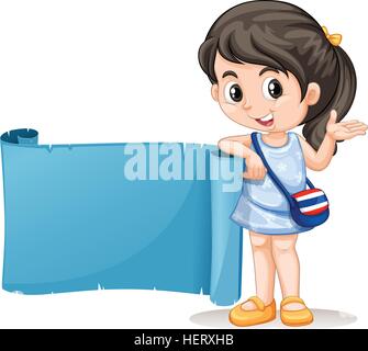 Thai-Mädchen mit blauen Banner illustration Stock Vektor