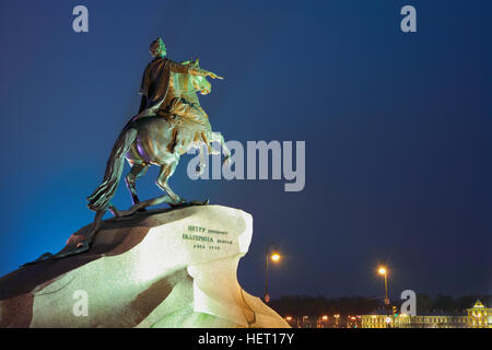 Denkmal für Kaiser Peter 1 Bronze Horseman in Sankt Petersburg Stockfoto