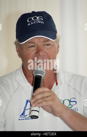 Sydney, Australien. 22. Dezember 2016. Skipper Ludde Ingvall spricht bei der Pressekonferenz zum Start der 100ft Maxi Rennyacht CQS vor dem Start der Rolex Sydney Hobart Yacht Race. © Hugh Peterswald/Pacific Press/Alamy Live-Nachrichten Stockfoto