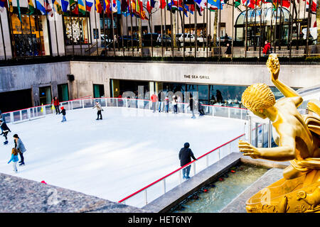 Rockefeller Center Skating Rink Stockfoto