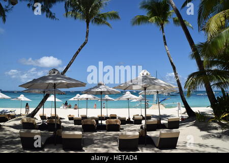 Hotelstrand am weißen Strand, Abschnitt 3 auf der Insel Boracay, Philippinen Stockfoto