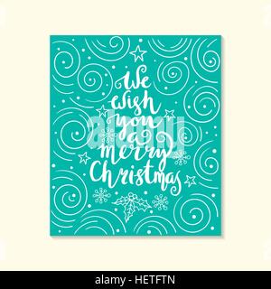 Wir wünschen Ihnen ein frohes Weihnachtsfest - Zitat auf gemusterten Hintergrund Stock Vektor