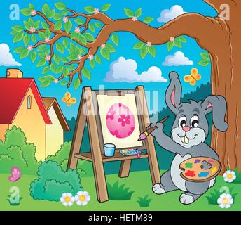 Ostern Hase Maler Thema 2 - eps10-Vektor-Illustration. Stock Vektor