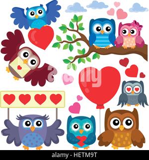 Valentine Eulen Thema Kollektion 1 - eps10-Vektor-Illustration. Stock Vektor