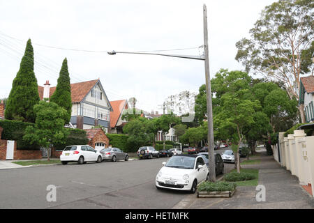 Wycombe Road, Neutral Bay auf Sydneys Lower North Shore zu senken. Stockfoto