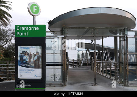 Cremorne Point Wharf auf Sydneys Lower North Shore. Stockfoto