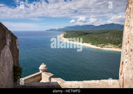 Ansichten aus dem Castillo de San Pedro De La Roca del Morro, Santiago De Cuba, Kuba Stockfoto