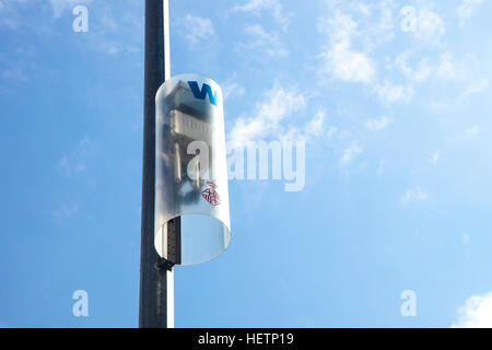 Schild von kostenlosen Wifi in Barcelona, Spanien. Stockfoto