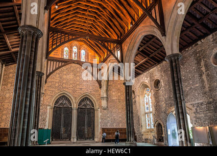 Die große Halle von Winchester, England, befand sich der legendären Tafelrunde von König Artus. Stockfoto