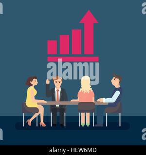 Team arbeiten und gemeinsam auf ein Startup-Unternehmen sprechen Stock Vektor