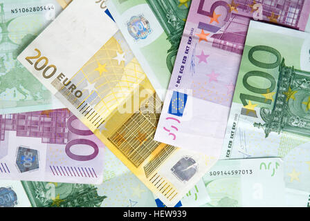 Euro-Banknoten, Rechnungen, Bargeld Stockfoto