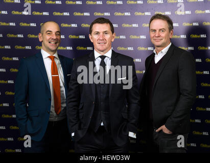 Matt Holmes Head of Media für William Hill, Tony McCoy mehrere Champion Jockey, Kelly Williams, geschäftsführender Direktor kommerzielle ITV William Hill Sponsoring von ITV-Rennen starten. Stockfoto