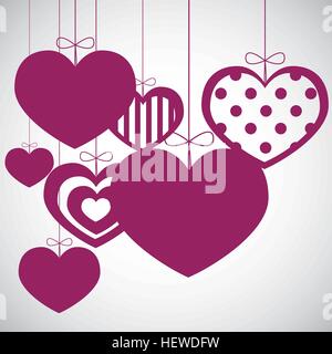 Süße Herzen isoliert auf einem weißen Hintergrund hängen Stock Vektor