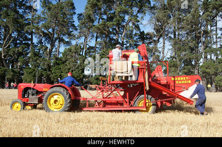 Massey-Harris entstand durch den Zusammenschluss der Massey und Harris Unternehmen, sowohl große Hersteller von Erntemaschinen in Kanada. Massey-Harris fusionierte mit Ferguson, nachdem Harry Ferguson von Ford, Massey Ferguson Form geteilt hatte. AGCO Massey-Ferguson im Jahr 1994 gekauft und weiterhin den Namen verwenden. Stockfoto